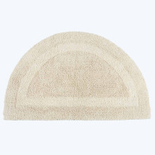 (Cream, Bath Mat - Half Round) Luxury Reversible Cotton Bath Mat