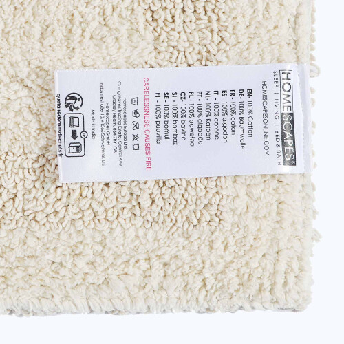 Homescapes (Cream, Pedestal Mat) Luxury Reversible Cotton Bath Mat 2