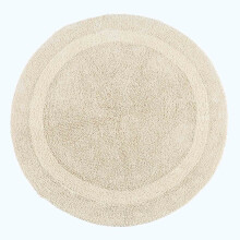 (Cream, Bath Mat - Round) Luxury Reversible Cotton Bath Mat