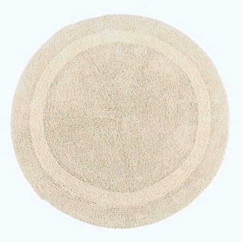 Homescapes (Cream, Bath Mat - Round) Luxury Reversible Cotton Bath Mat