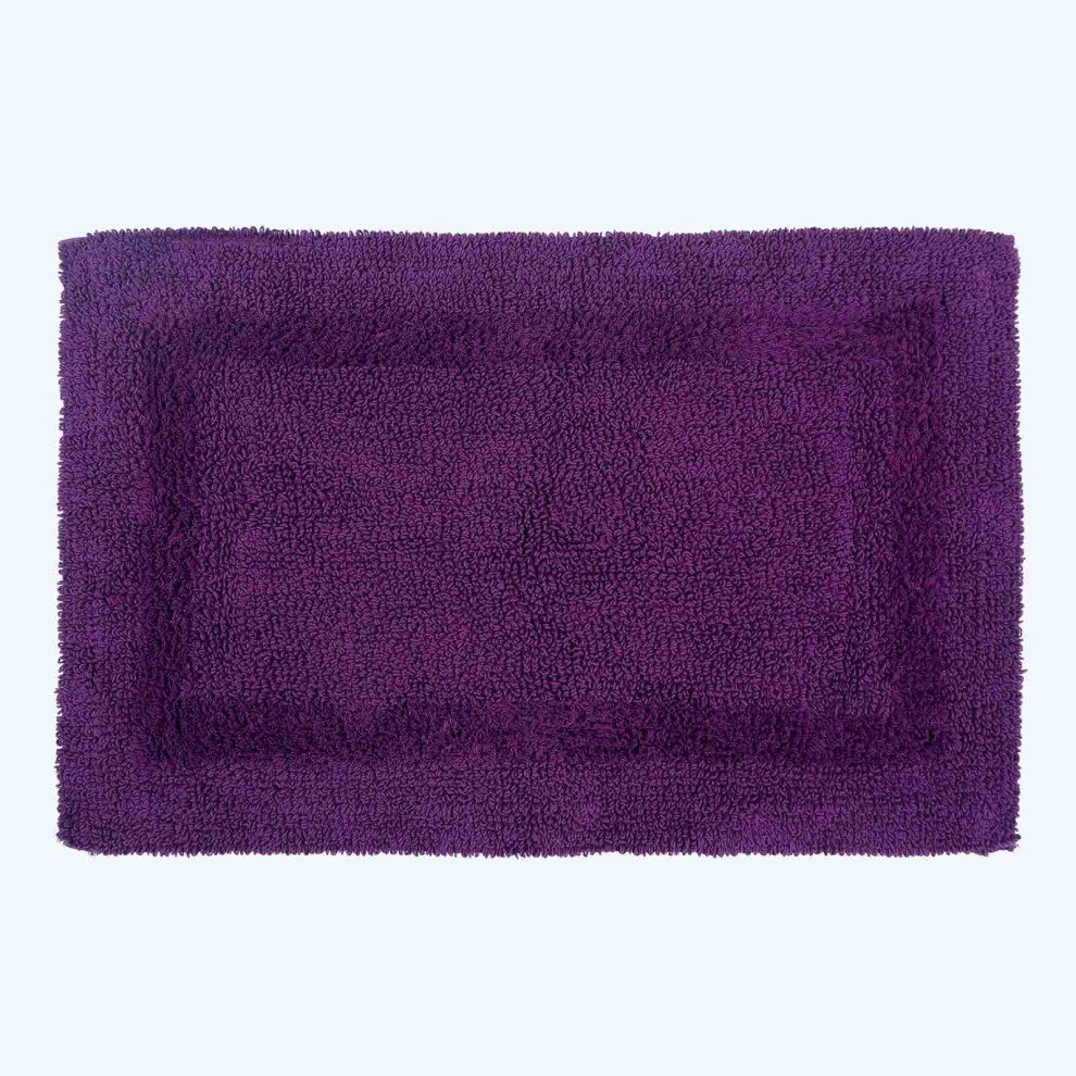 (Purple, Bath Mat) Luxury Reversible Cotton Bath Mat