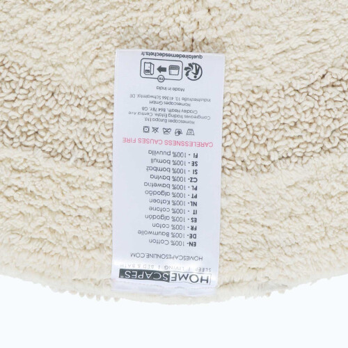 Homescapes (Cream, Bath Mat - Round) Luxury Reversible Cotton Bath Mat 2