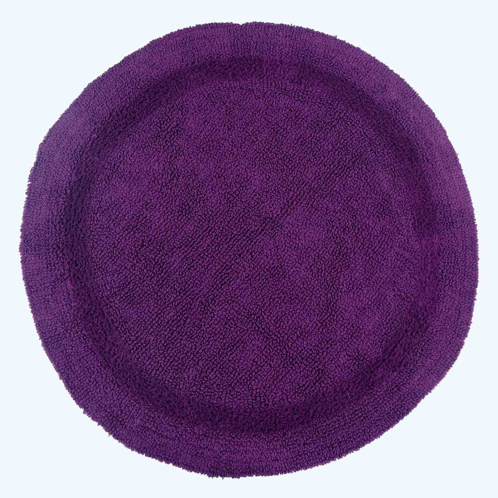 (Purple, Bath Mat - Round) Luxury Reversible Cotton Bath Mat