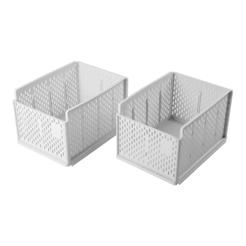 Living And Home 2Pcs Plastic Stackable Clothes Storage Basket Drawer Organizer