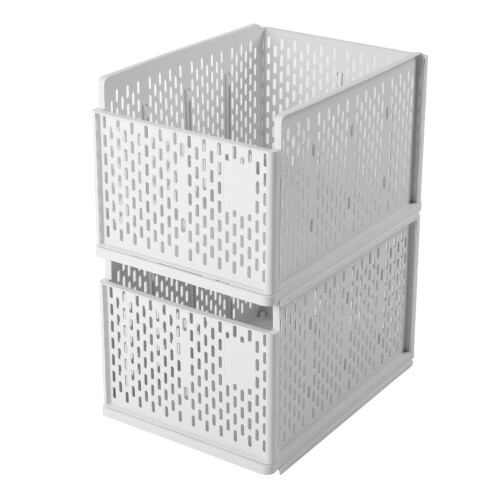 Living And Home 2Pcs Plastic Stackable Clothes Storage Basket Drawer Organizer 1