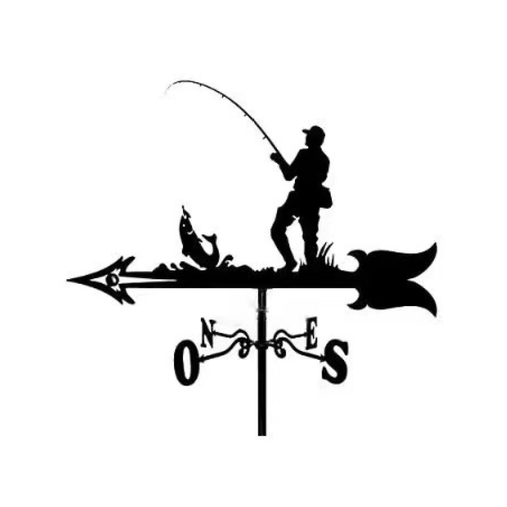 (Fishing men) Metal Skull Knight Weather Vane Standing Wind Vanes Cottage Weather Vane Decor Yard Shed Home Fence Post For Garden, Roof, Patio, Lawn, Halloween