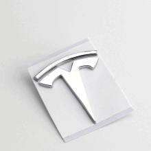 (Silver) For Tesla Metal Car Emblem Rear Emblem Decoration Sticker Leaf Board Sticker