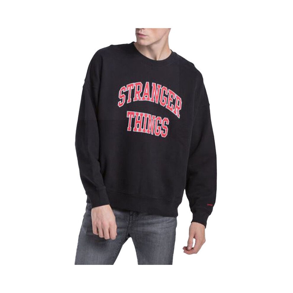 (Black, L) Levis Sweatshirt Men OverSized Retro Sweater