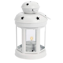 JJBRDZ Vintage Metal Hanging Candle Lanterns ,Tealight Holder -White