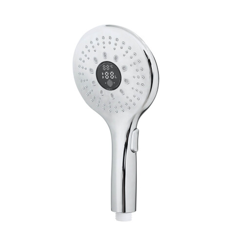Lowenergie (Round Style) LOWENERGIE Shower Head & LCD Screen Timer with Flow Meter Water Energy Saving Self Powered 2