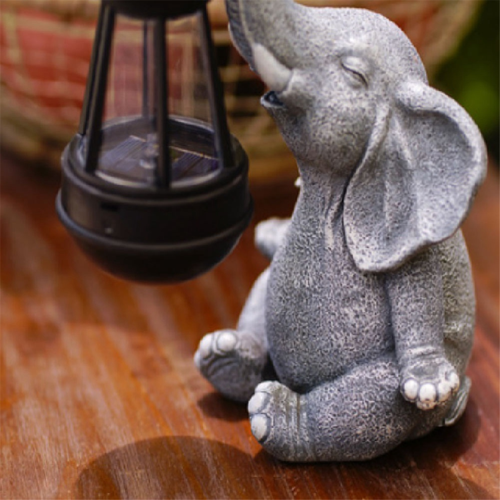 JJBRDZ Elephant Solar Lamp Decoration Solid Resin Craft Ornament B