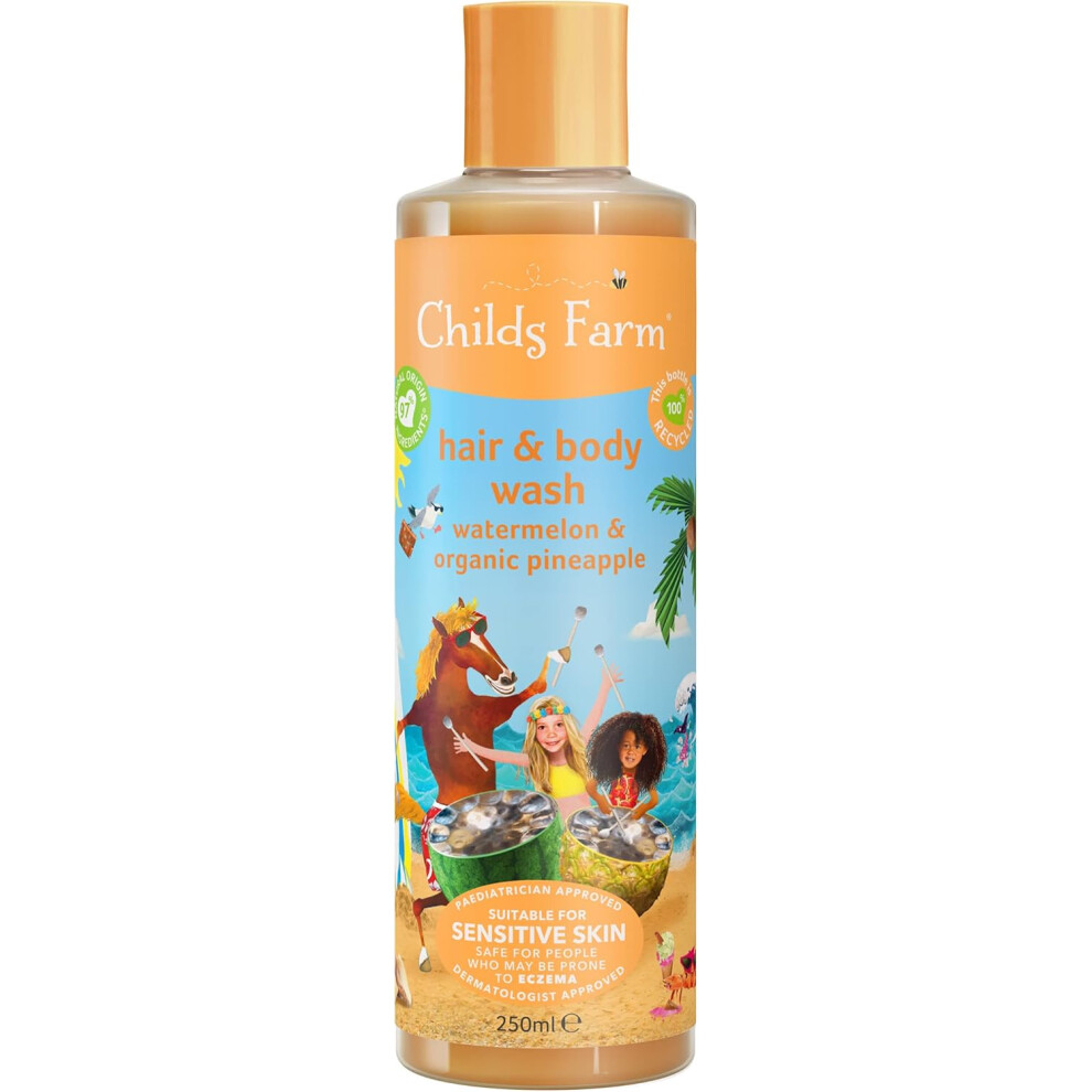 Childs Farm | Kids Hair & Body Wash 250ml | Watermelon & Organic Pineapple | Gently Cleanses | Suitable for Dry, Sensitive & Eczema-prone Skin