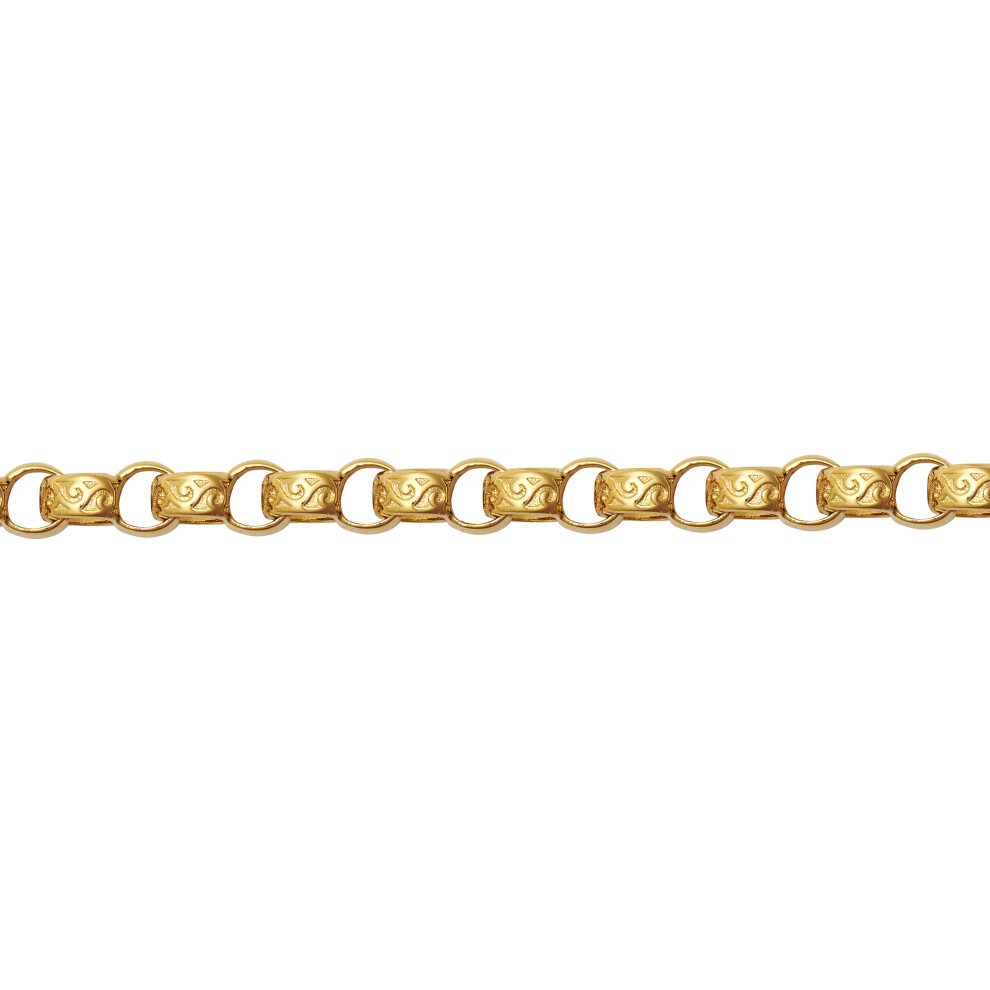 Jewelco London Solid 9ct Yellow Gold Round D-Shape Micro Belcher 5mm Gauge Pendant Chain Bracelet 7.5 inch - JCN001Z-7.5