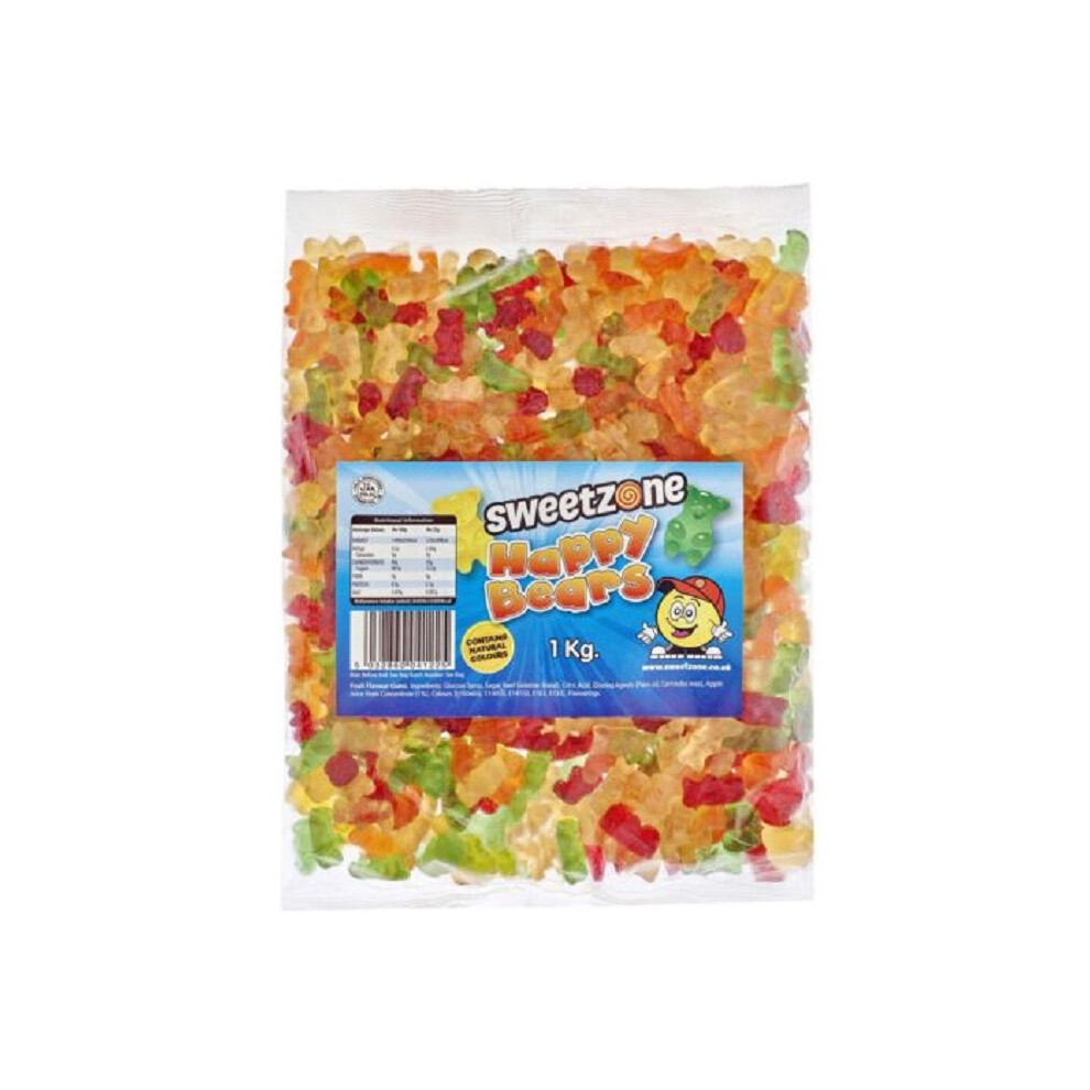 (Happy Bears 1KG Bag - 1F029) Halal Sweets Party Mix, Fizzy Cherry Bottles, Fizzy Mix 1kg Bag Halal HMC Sweets