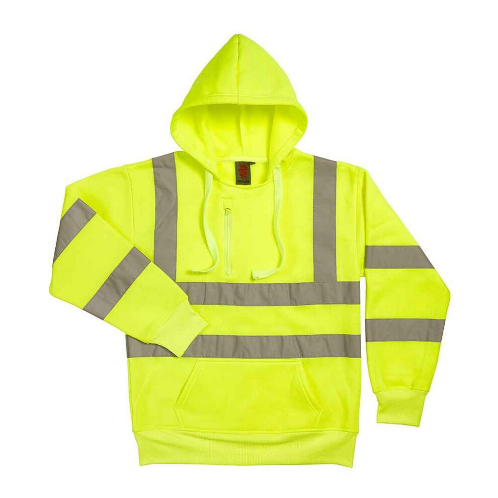 (M, Fluorescent Yellow) Warrior Mens Hi-Vis Pullover Hoodie