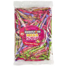 (Mega Stix 1KG Bag - 1F075) Halal Sweets Party Mix, Fizzy Cherry Bottles, Fizzy Mix 1kg Bag Halal HMC Sweets