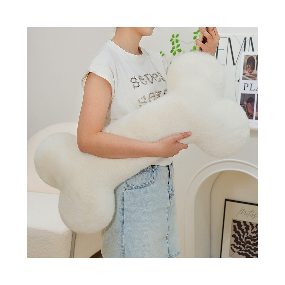 (White, 70cm/27.56in) Puppy Bone Shape Plush Toy Cute Cartoon Throw Pillow Doll Pendant Decoration