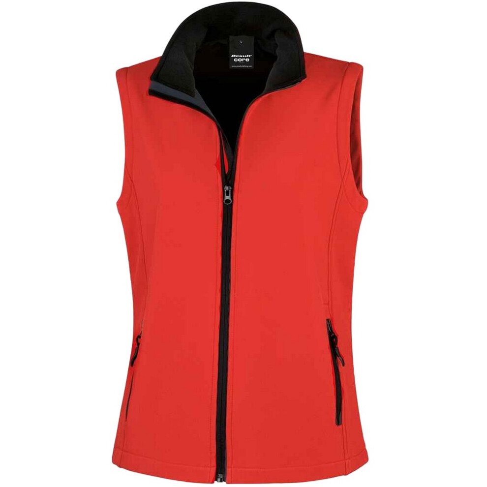 (XS, Red/Black) Result Womens/Ladies Core Printable Soft Shell Bodywarmer