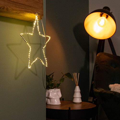 30cm Light up Dewdrop Christmas 2D Star with 120 Warm White LEDs & Timer Function 2