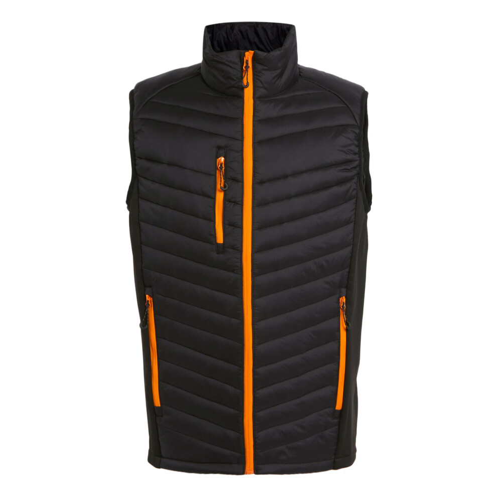 (S, Black/Orange Pop) Regatta Mens Navigate Quilted Hybrid Gilet