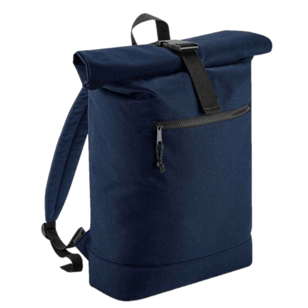 (One Size, Navy) BagBase Unisex Recycled Roll-Top Backpack