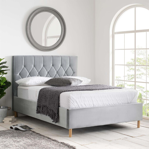 Birlea Grey King Size Bed Frame Birlea Loxley 150cm Kingsize 5FT Fabric Bedstead
