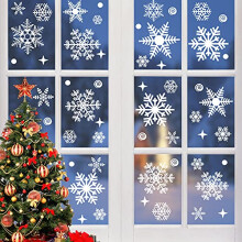 Exiiantag 262Pcs Christmas Window Stickers,Reusable Christmas Snowflake Stickers,Removable Static Window Stickers,Snowflakes Window Clings for