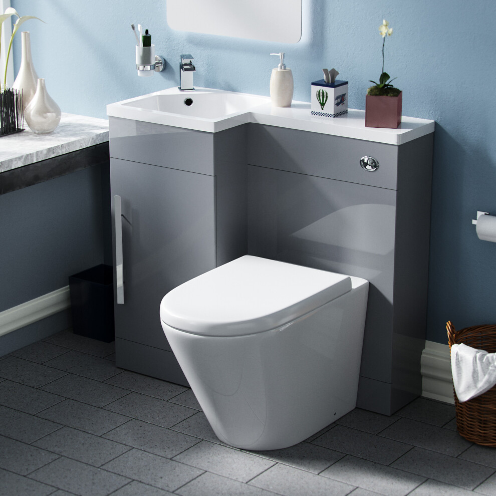 Ellen 900mm Grey WC Flat Pack Vanity Unit Sink Toilet Suite - Flat Pack