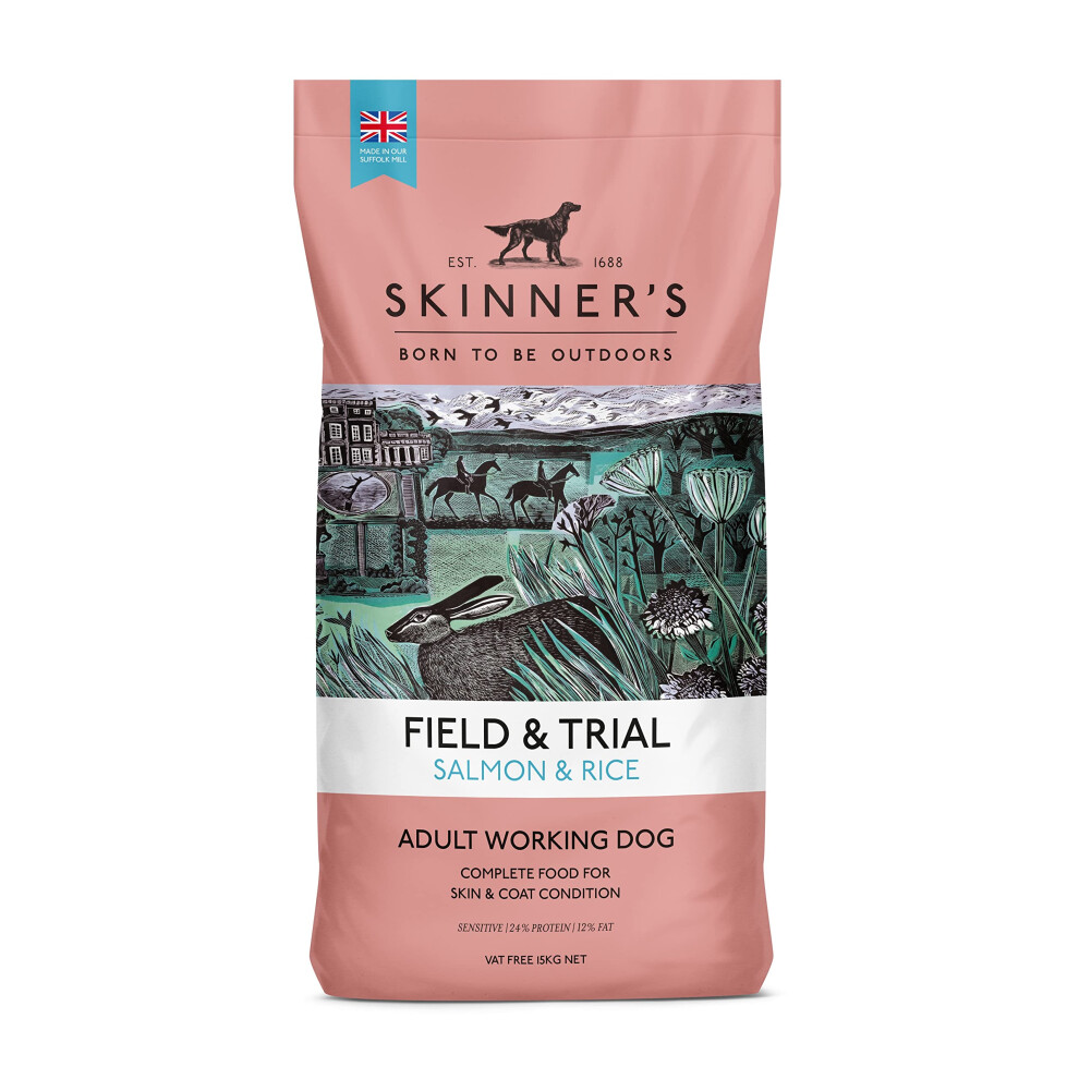 Skinners Field & Trial Salmon & Rice 15kg , Complete Dry Adult Working Dog Food, Gentle Digestion, Glossy Coat