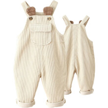 (120, Beige) Baby Girl Boy Corduroy Dungarees Overalls Pants Cute Toddler One-Piece Bib Pants Jumpsuit Soft Suspender Trouser Autumn