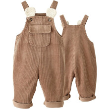 (100, Coffee) Baby Girl Boy Corduroy Dungarees Overalls Pants Cute Toddler One-Piece Bib Pants Jumpsuit Soft Suspender Trouser Autumn