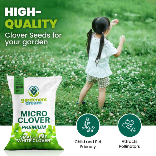 Gardeners Dream 100g Micro White Clover Grass Seed Eco-Friendly Drought Resistant Lawn Cover 2