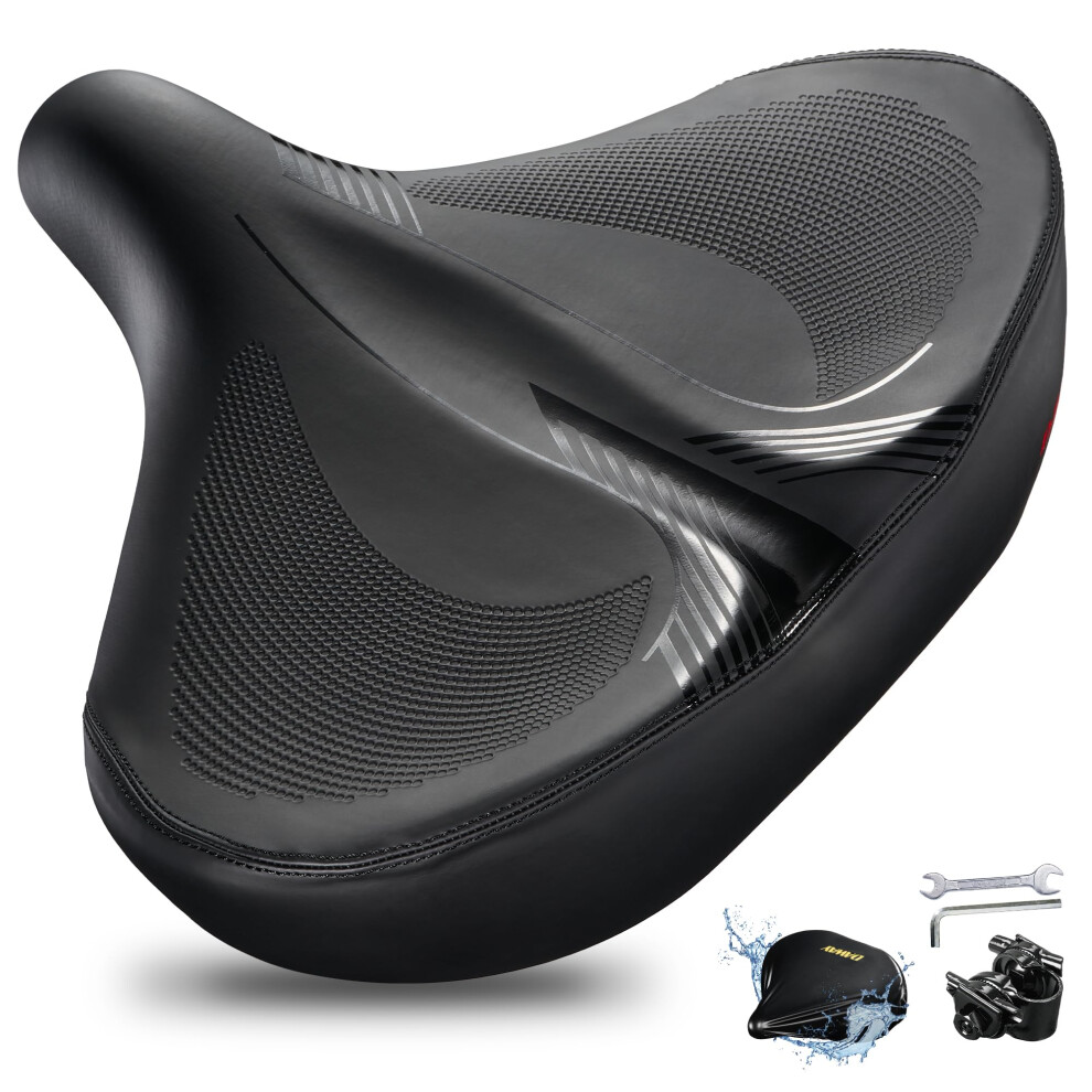 DAWAY W60 Extra Wide Bike Seat Ultra Comfortable Memory Foam Saddle for Outdoor Indoor Rides Ergonomic with Shock Absorbers Universal Fit for on OnBuy