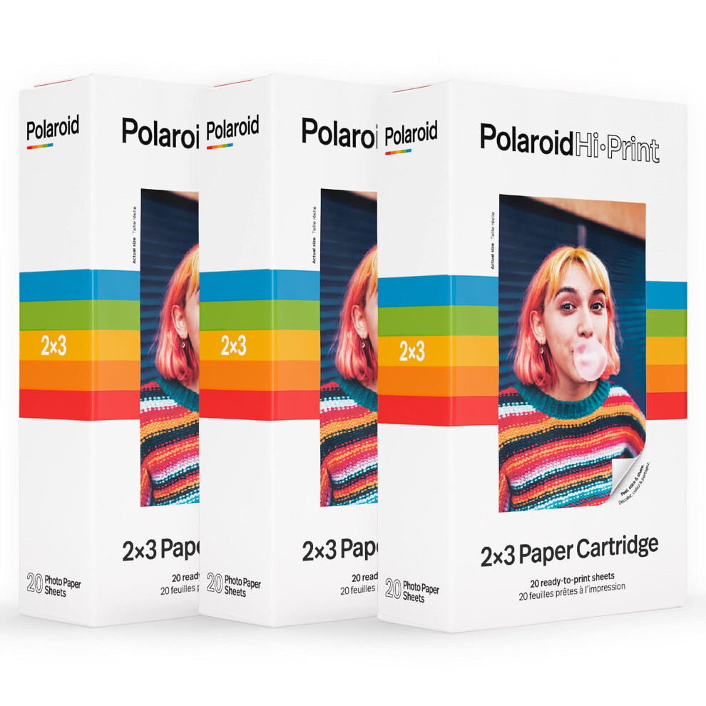 Polaroid Hi-Print Paprt - Triple Pack of 2x3 Paper Cartridge (60 Sheets)