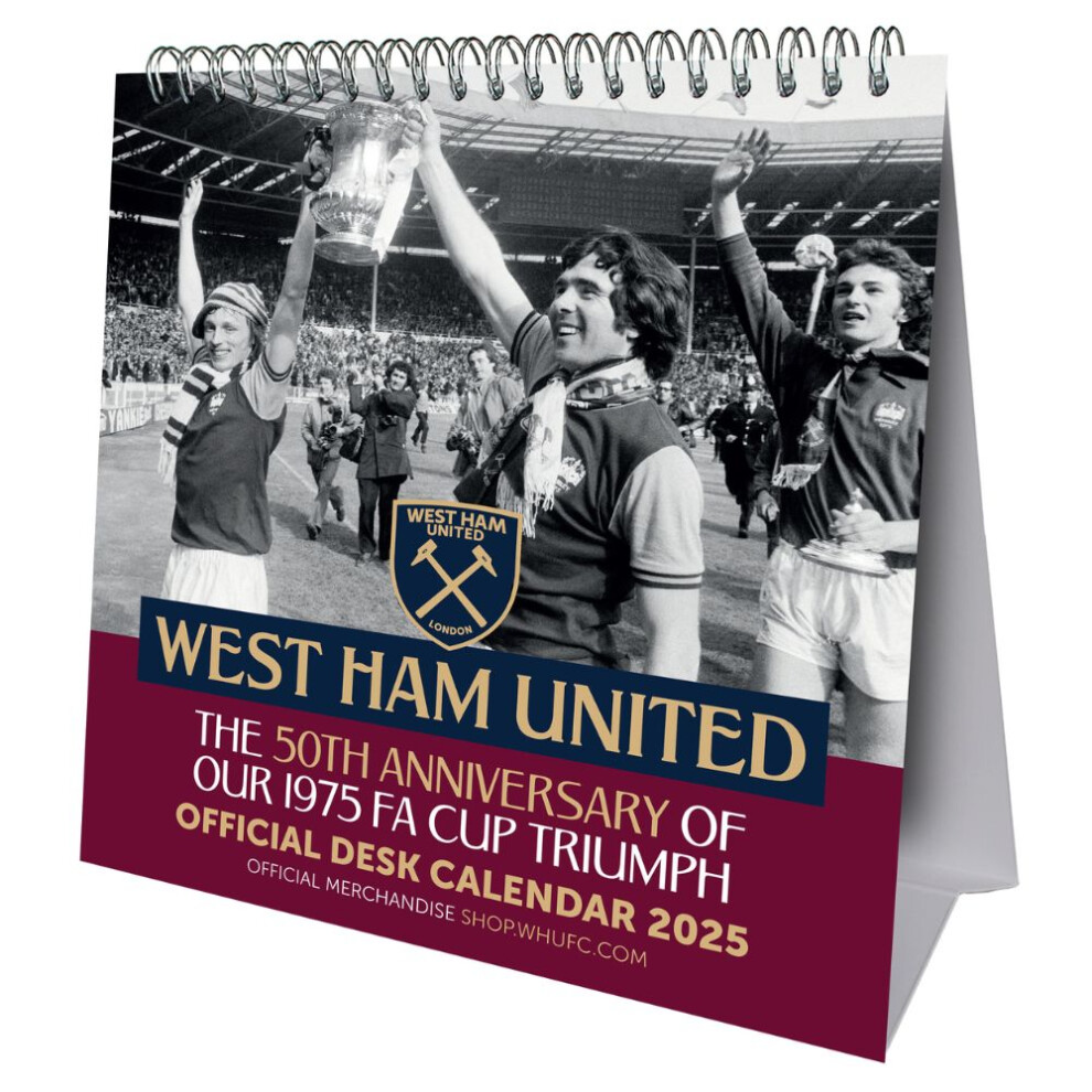 2025 Calendar West Ham United FC Desk Easel Official Product