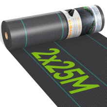 iropro 2m x 25m Heavy Duty Weed Control Membrane Garden Weed Barrier Fabric for Landscaping Driveway Gravel Artificial Grass Lawn Underlay Black Woven
