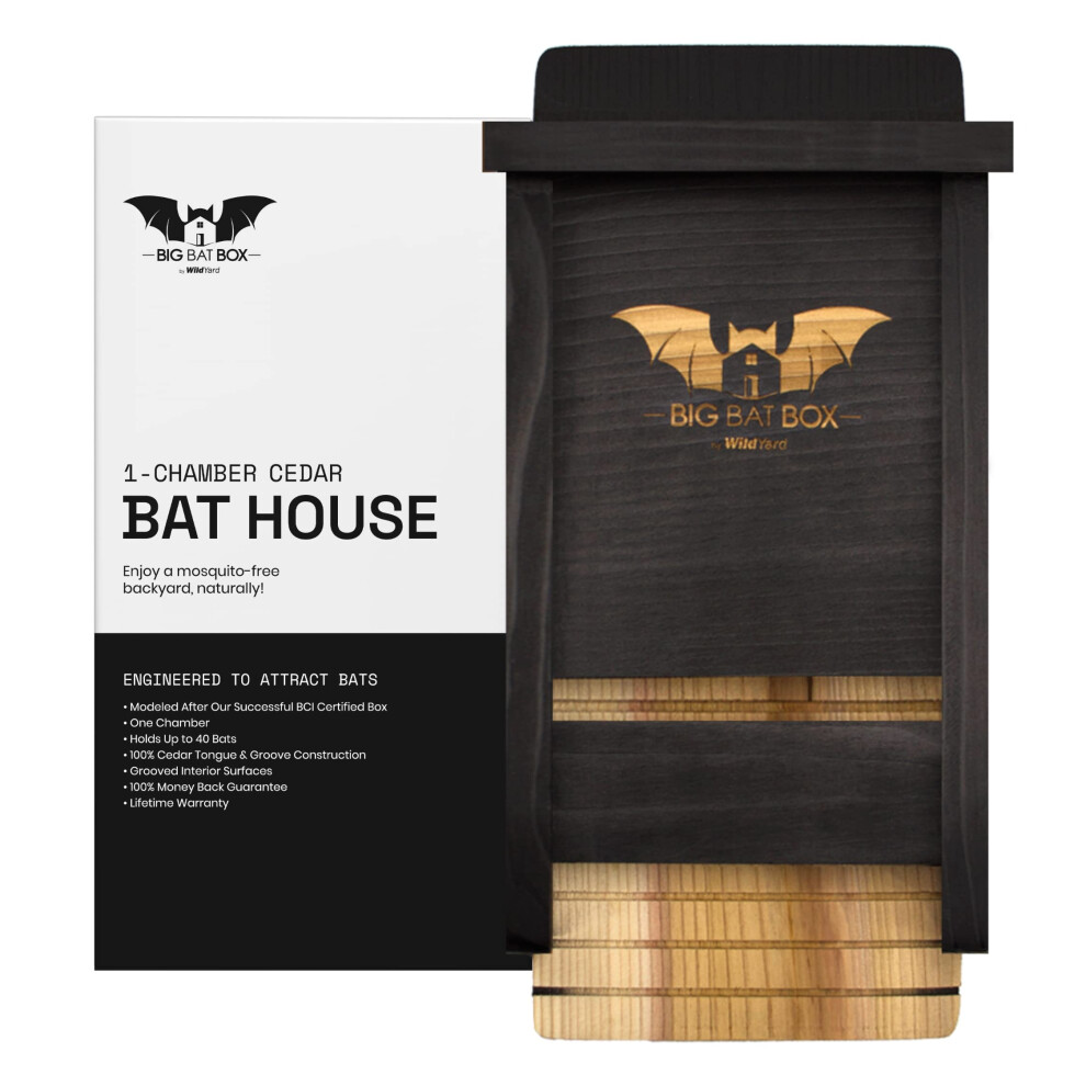 Wildyard - The Complete Bat House For Outdoors - Clean Your Backyard From Mosquitoes - Bat Box Without Paint Inside - One Chamber Bat Hose - Easy To