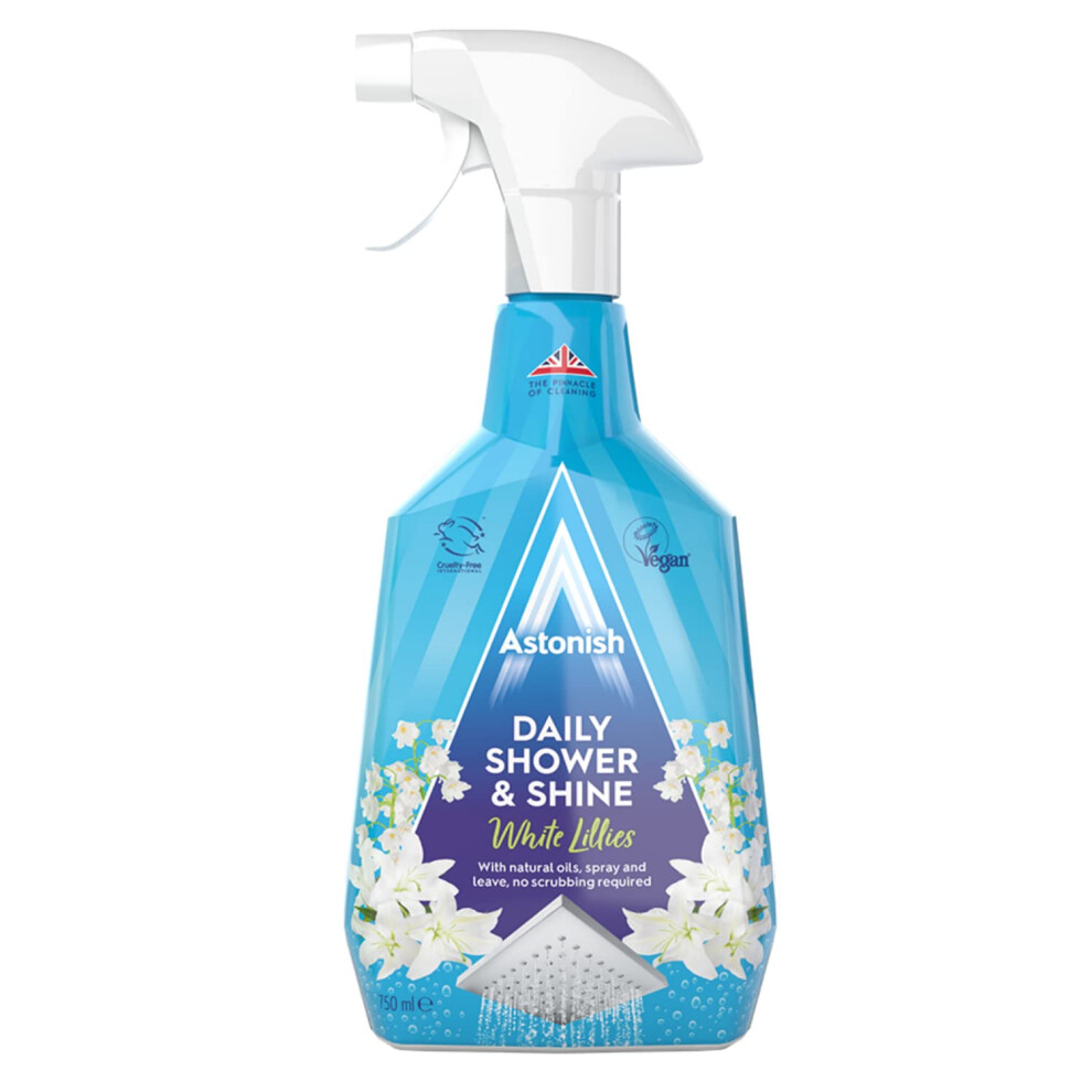 Astonish Daily Shower and Shine, Vegan and Cruelty-free Shower Spray, 750ml, White Lilies