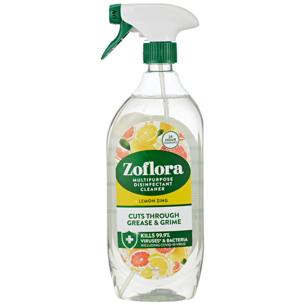 Zoflora Lemon Zing Multipurpose Disinfectant Spray, Antibacterial Multi-surface Cleaner, Pet-Friendly, Kills 99,9% of Bacteria & Viruses, 1 x 800ml