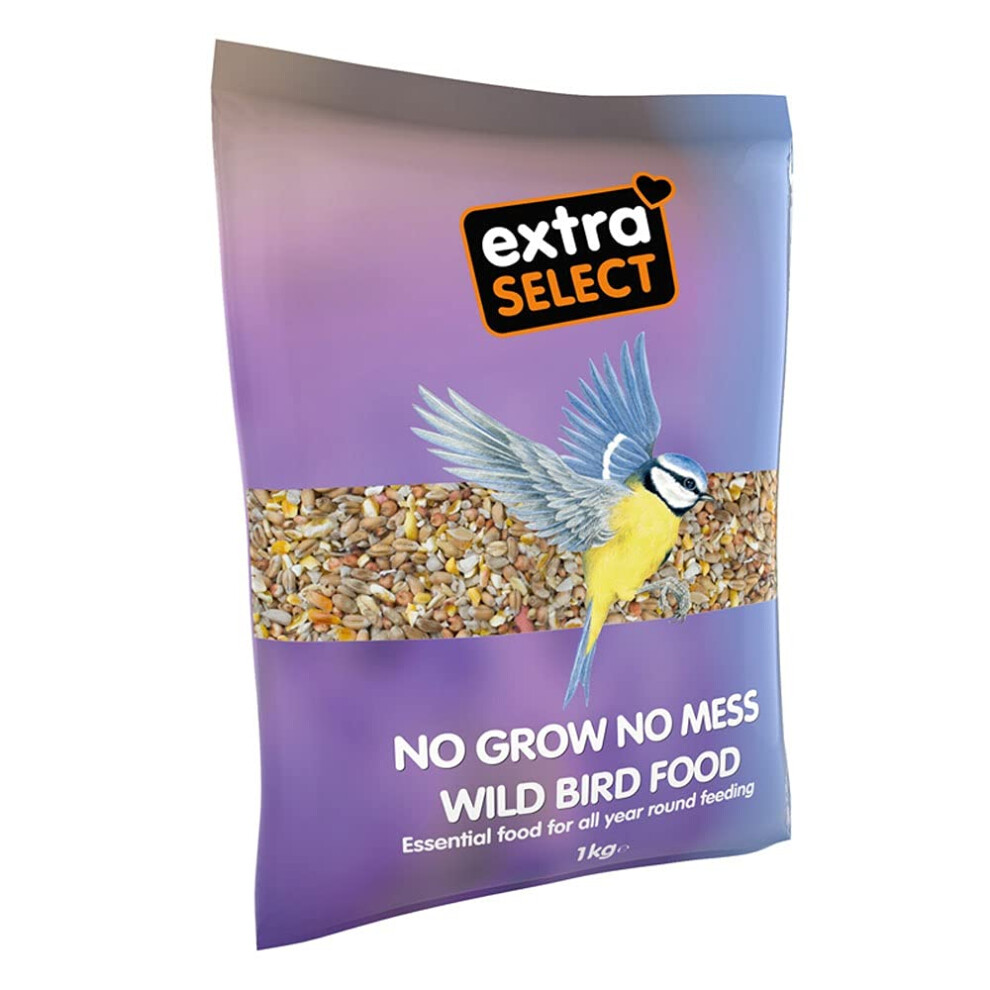 Extra Select No Grow, No Mess Bird Seed Mix for Wild Birds: All Season Wild Bird Food, 100% Edible, No Waste Formula Birdseed - 1kg