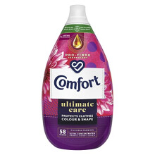 Comfort Ultimate Care Fuchsia Passion bottle made of 100% recycled plastic* Ultra-Concentrated Fabric Conditioner for complete clothes protection 58