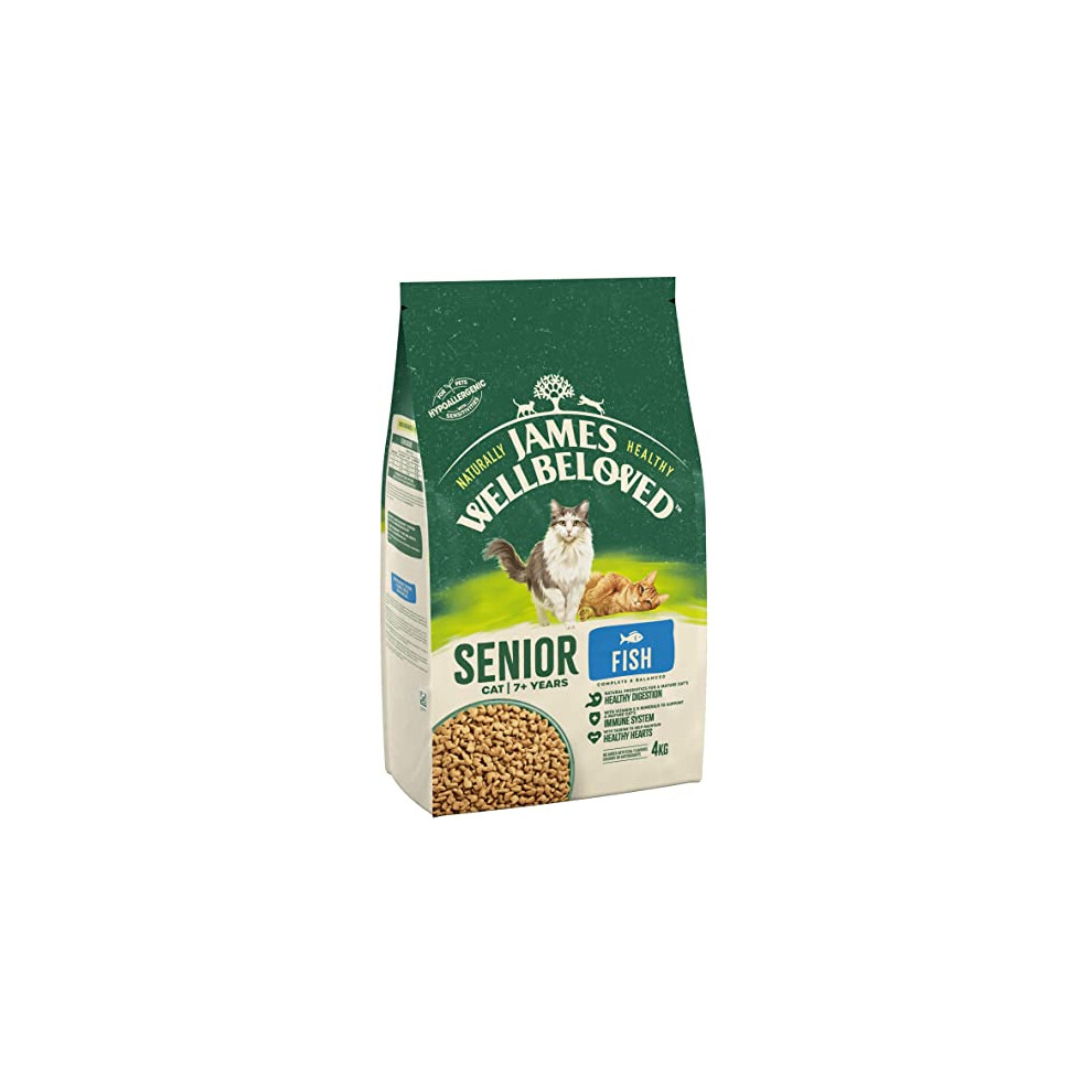 James Wellbeloved Senior Fish 4 kg Bag, Hypoallergenic Dry Cat Food