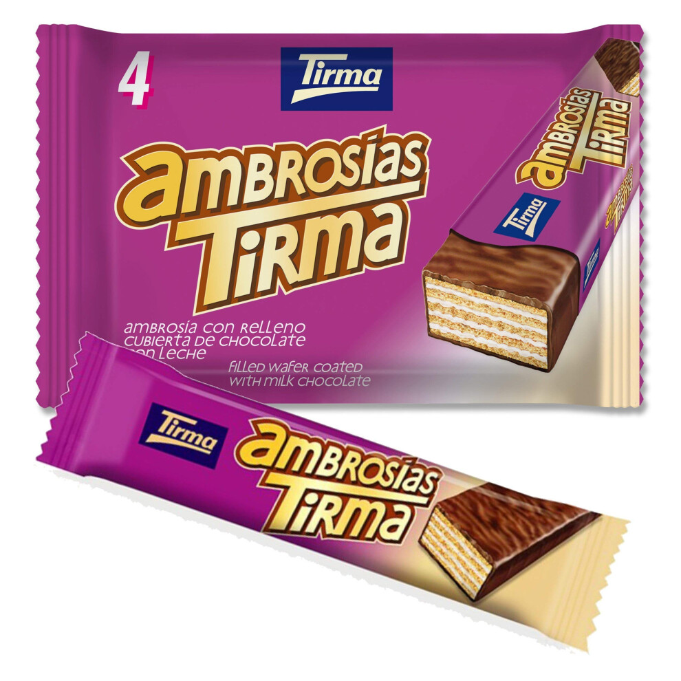 Tirma Milk Chocolate Ambrosias | Milk Chocolate Wafers | Milk Chocolate Filled Wafers | Milk Chocolate Bars | 4 Pieces | 86 G Cream