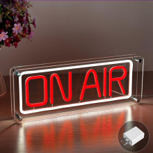 XIYUNTE ON AIR Neon Sign, USB Powered ON AIR Sign with USB Charger, Bright LED Neon On Air Light Signs, Red On Air Lightbox Sign for Studio, Office,