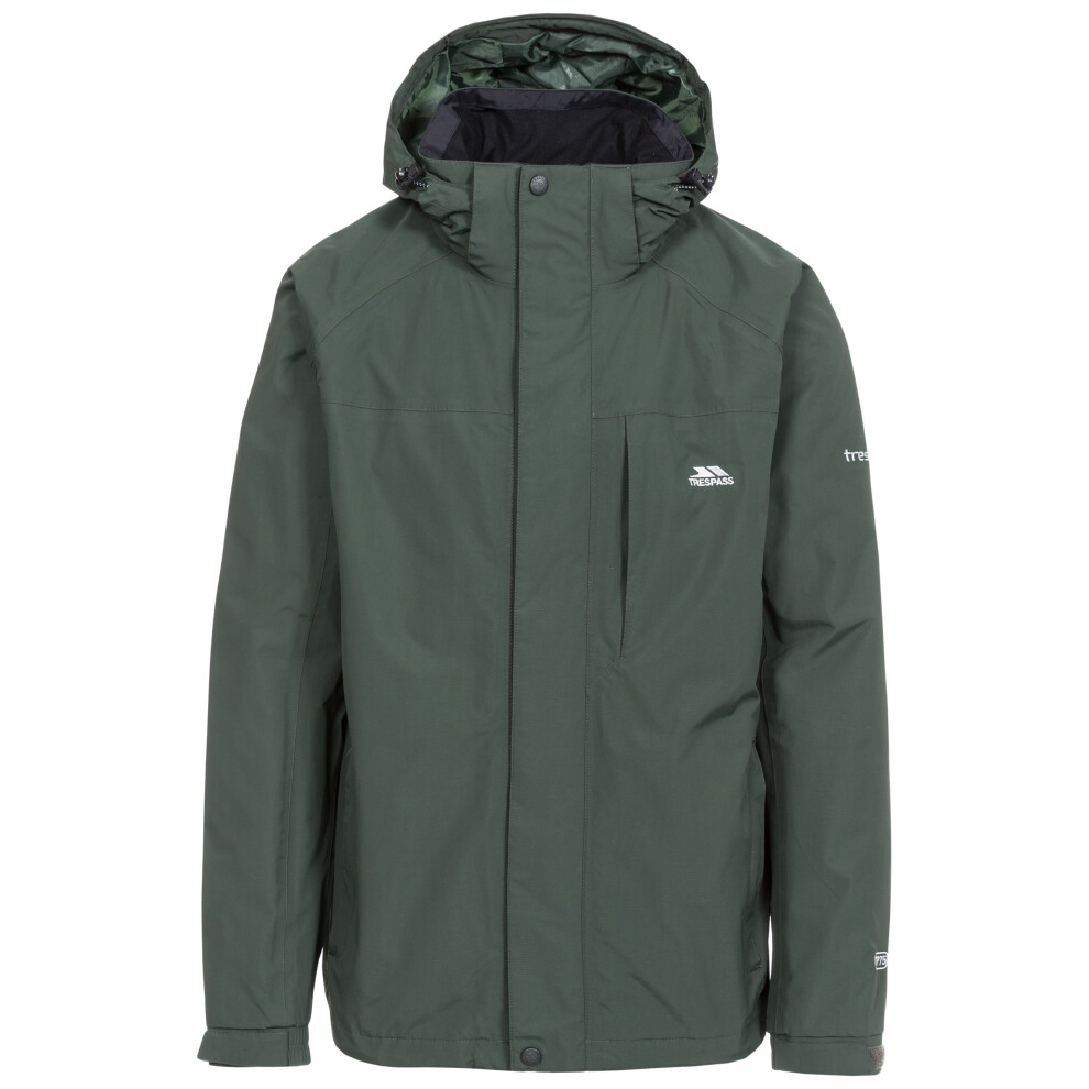 (L, Olive) Trespass Mens Waterproof Jacket Hooded Edwards II