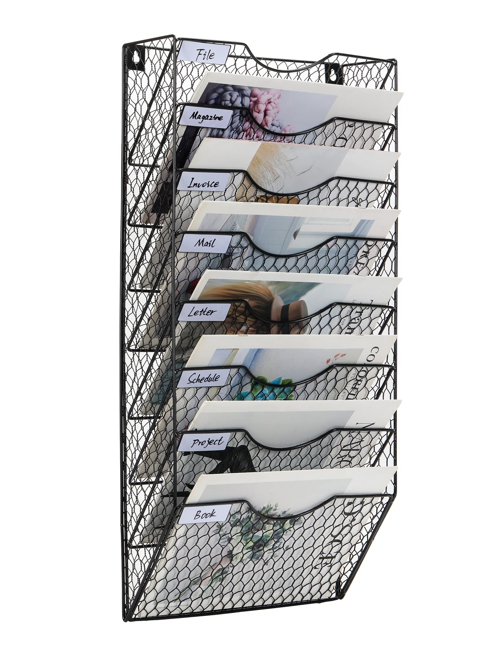 EasyPAG 8 Tier A4 Chicken Wire Mesh in Tray Wall Pocket File Holder ...