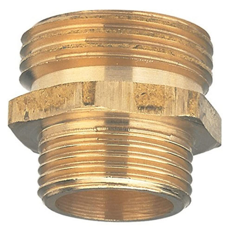 GARDENA Brass Reducing Threaded nipple: Brass Fitting, 2-sided Connection to e.g. Pumps, 26.5 mm (3/4 ") - AG / 21 mm (1/2") - AG (7262-20)