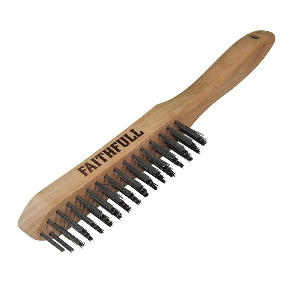 Faithfull Wire Grill Brush Barbecue Cleaner Bristles Scraper With Wooden Handle