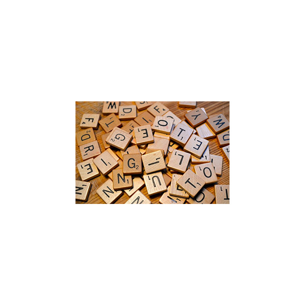 100 Wooden Alphabet Scrabble Tiles Black Letters & Numbers For Crafts Wood