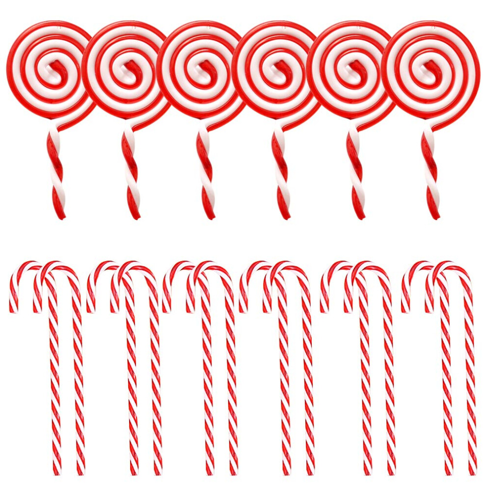 18pcs Christmas Lollipop Ornament Christmas Candy Cane Decorations Christmas Tree Lollipop Ornament Set White and Red Christmas Decorations Red and